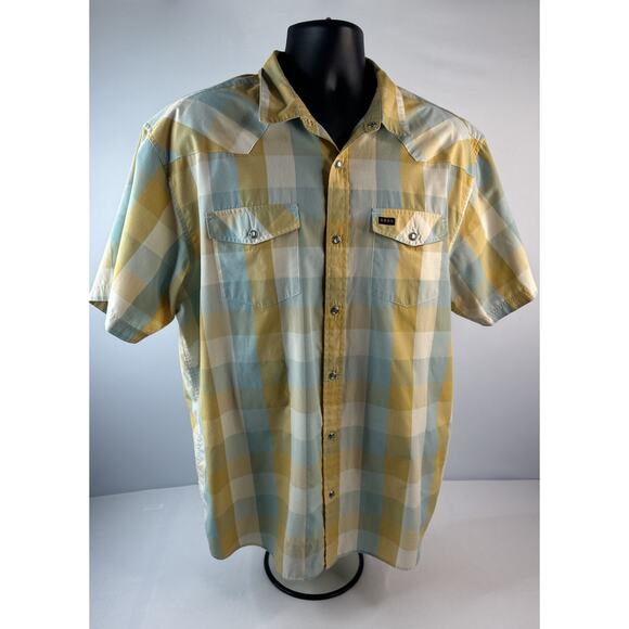 Howler Bros. Western Pearl Snaps Plaid Short Sleeve XL Front Pocket Mens - Picture 1 of 11